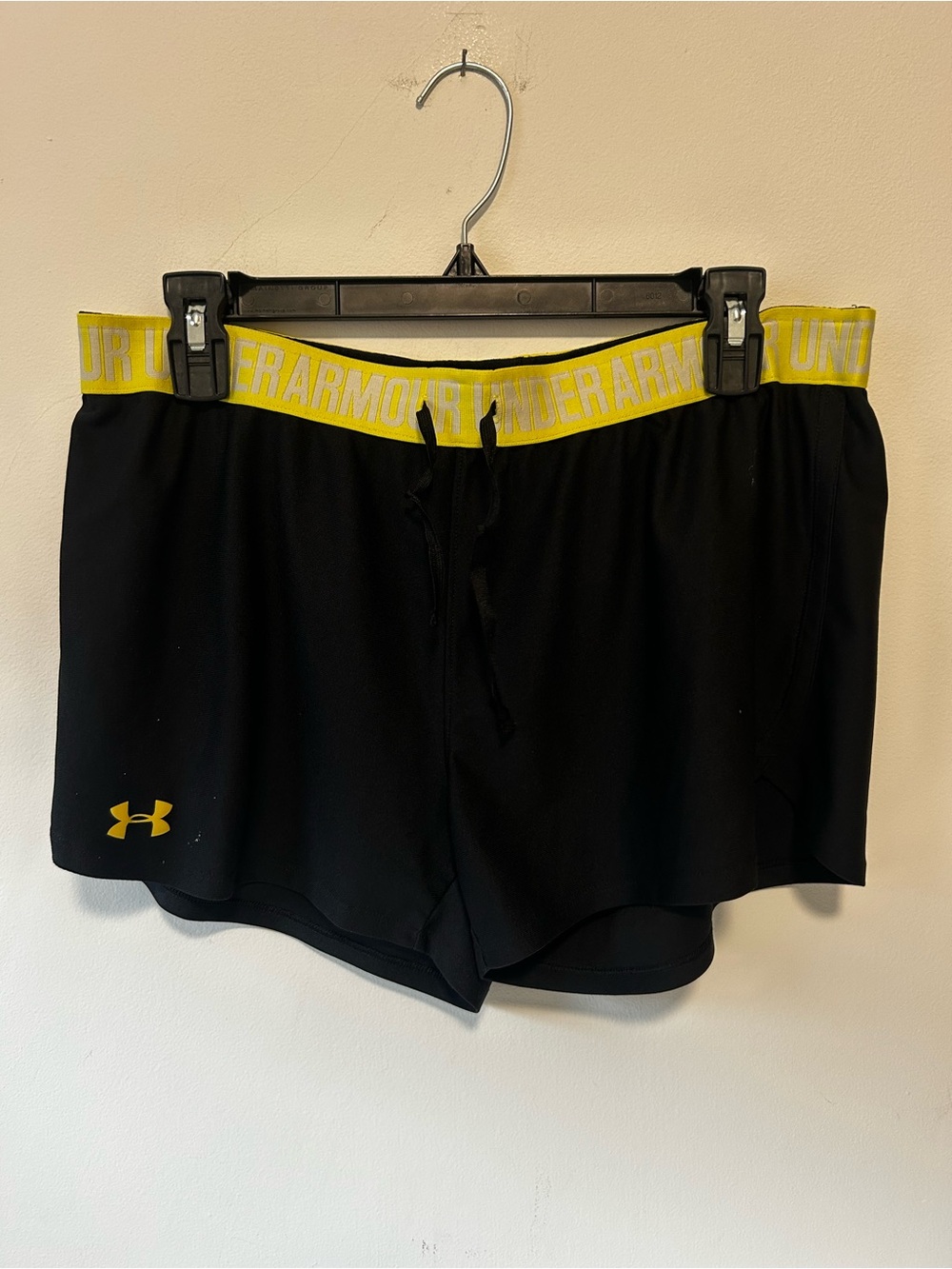 Under Armour Black Shorts with Yellow Waistband and Logo